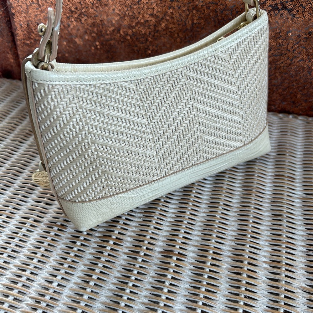16. Brahmin Anytime Mini Bag in Crème Mairamonte with 3DFlower Motiffs Leather - Picture 2 of 7